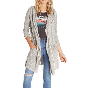 Billabong Long Gray Hooded Cardigan